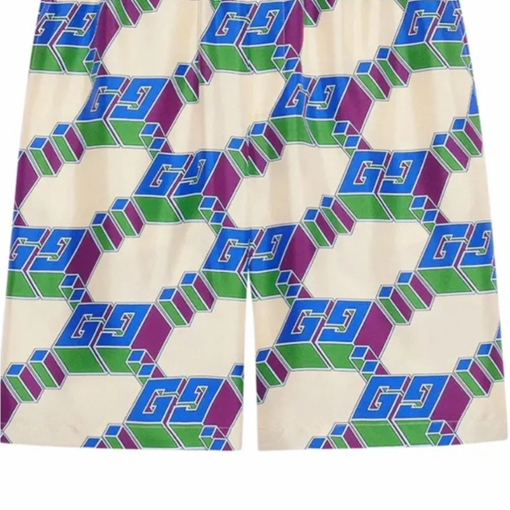 Men's Gucci, 3-D monogram silk twin shorts size 52/extra large made in Italy